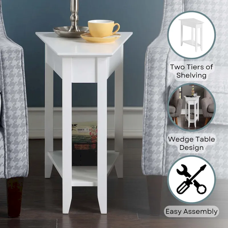 American Heritage Wedge End Table with Shelf by Convenience Concepts
