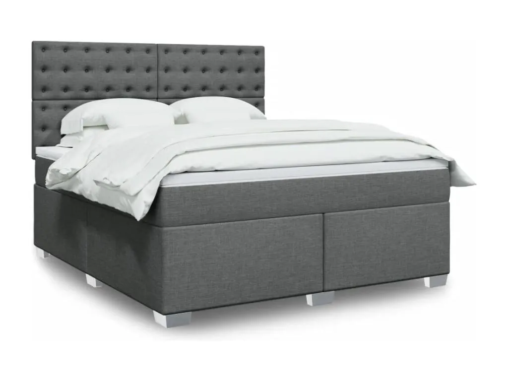 Cama box spring con colchón tela gris oscuro 180x200 cm nmj3522548