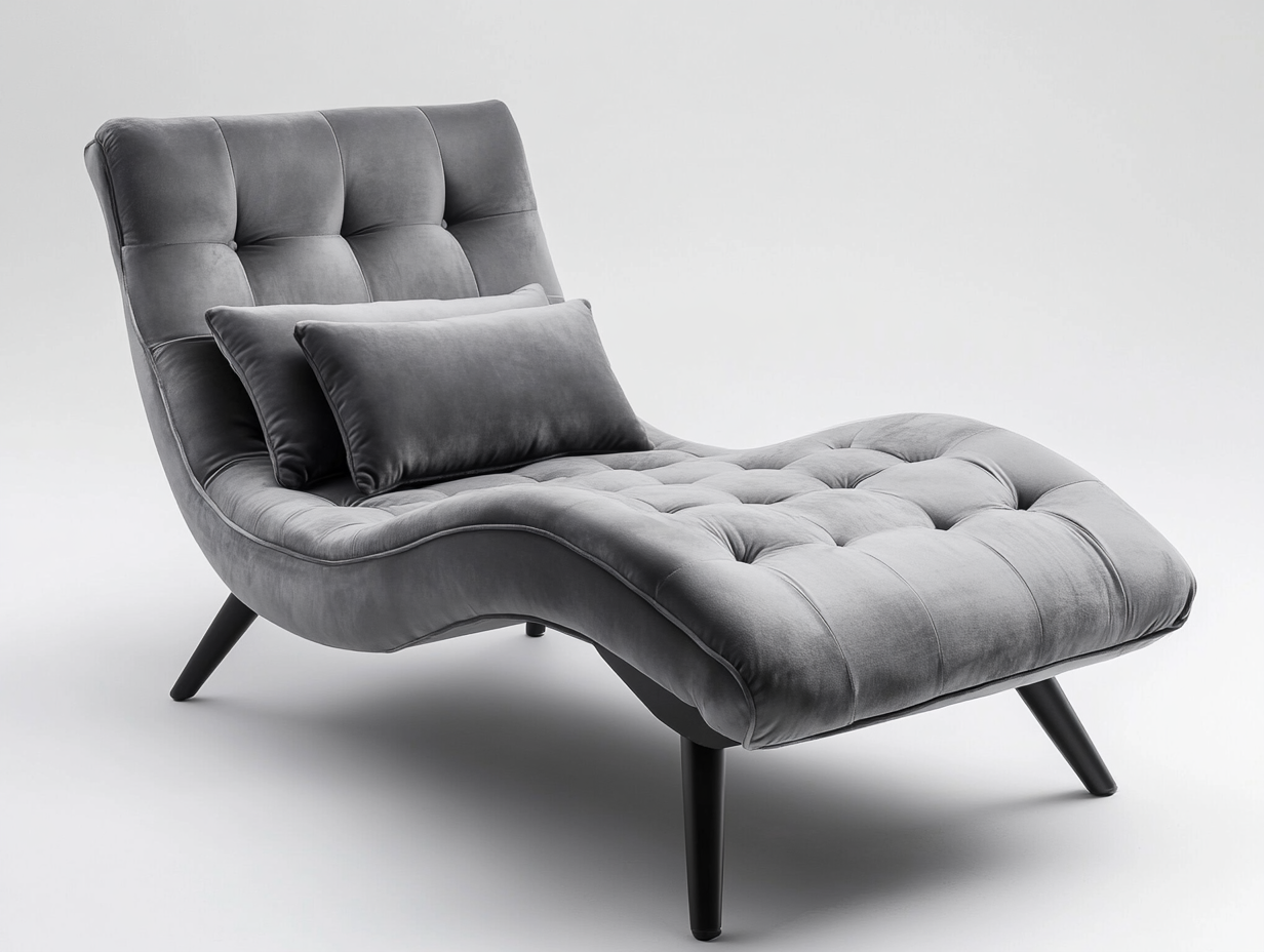Sillón moderno de terciopelo gris