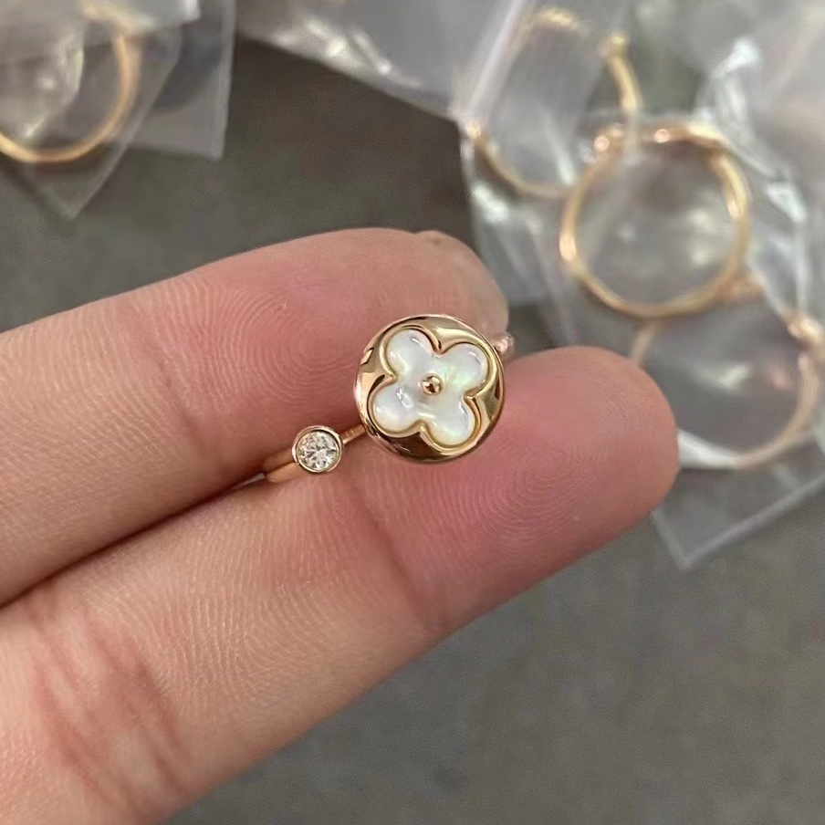 Louis Vuitton White Mother of Pearl Sun Open Ring - Original Replica Club