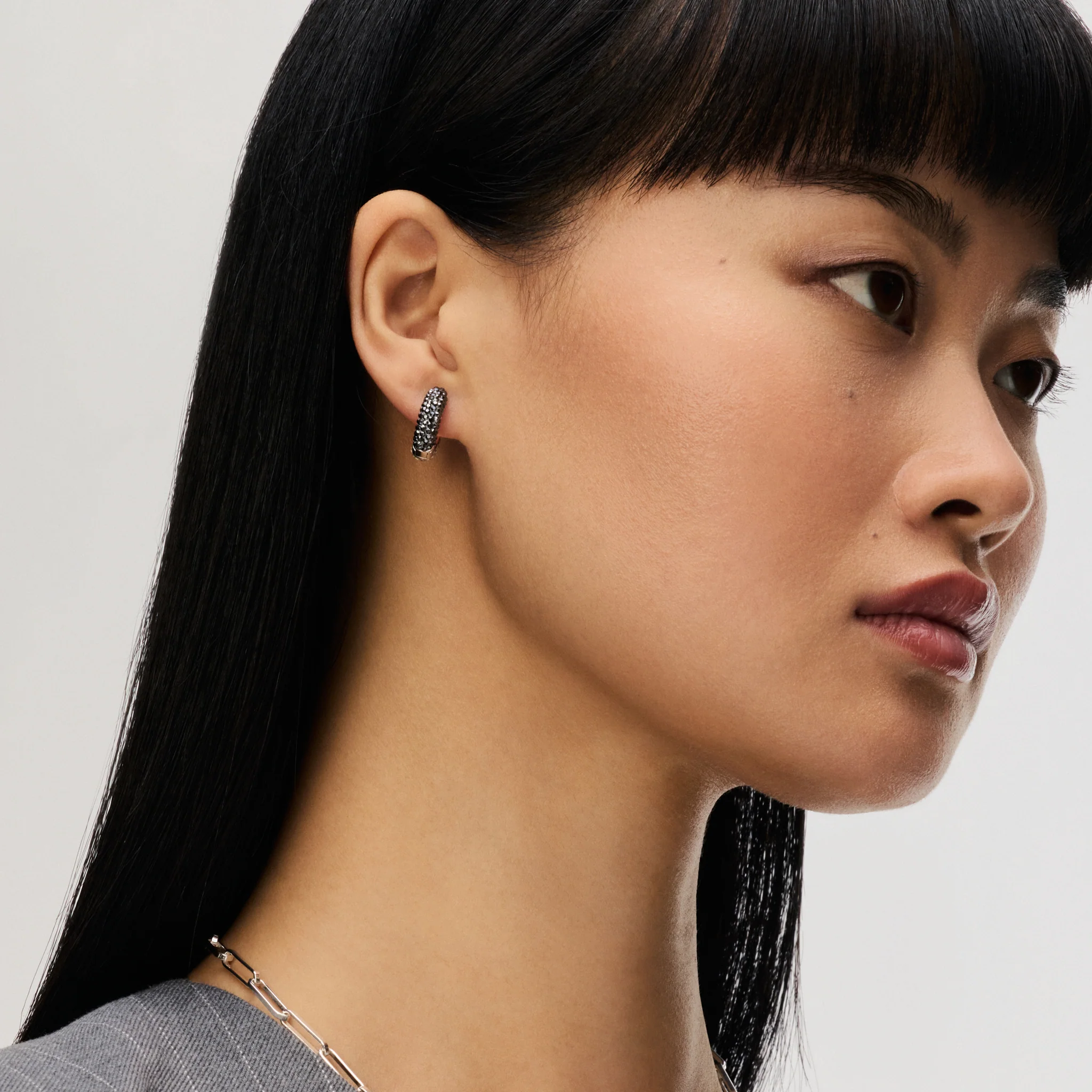 Small Two-Tone Reversible Sparkle Hoop Earrings