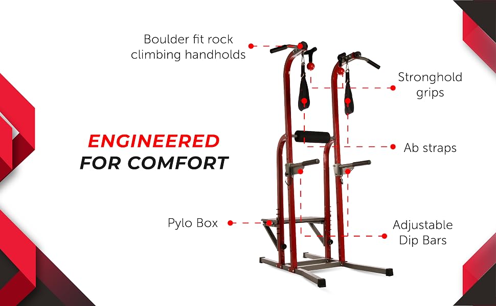 Stamina, power tower, pull up bar station