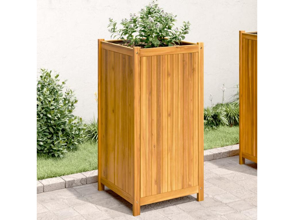 Decoratodo con forro madera maciza de acacia 50x50x100 cm