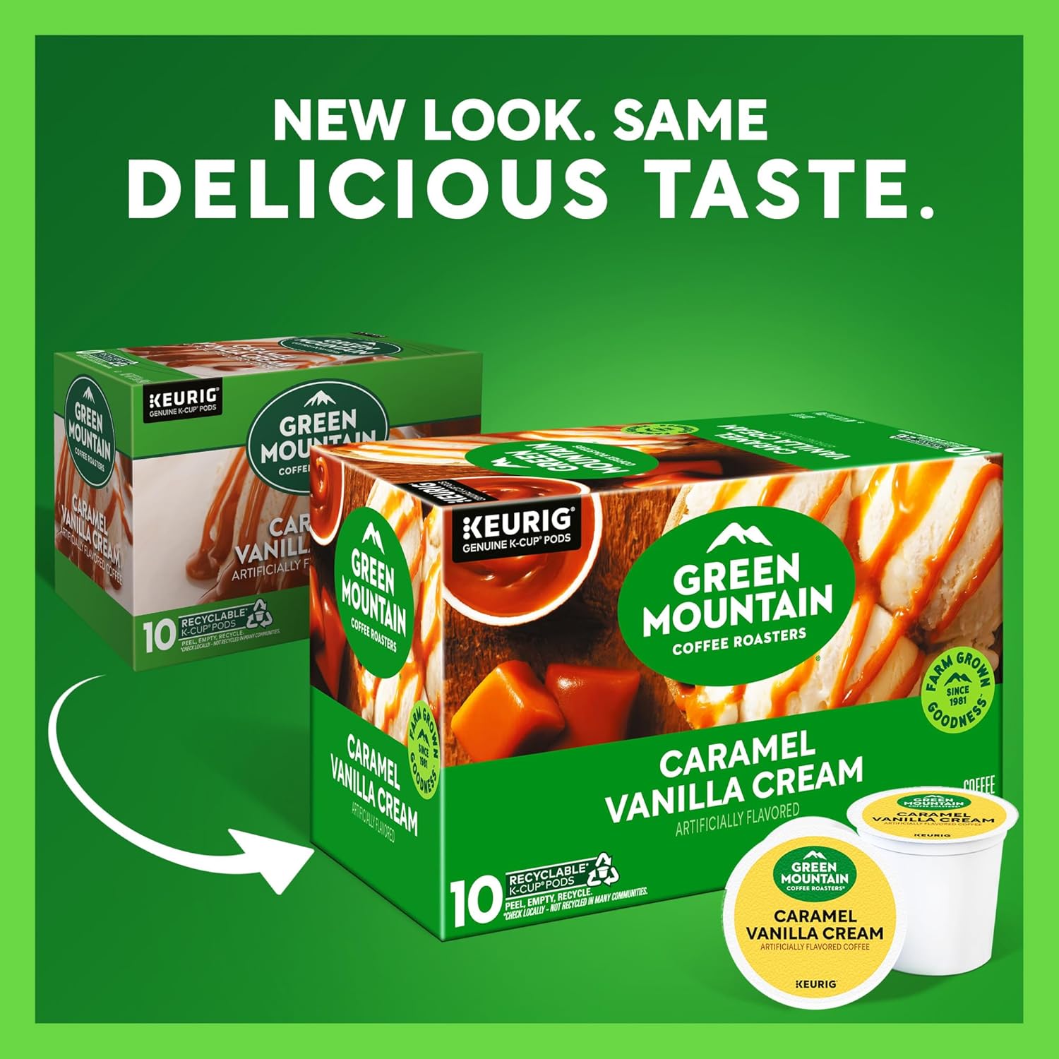 Green Mountain Coffee Roasters Caramel Vanilla Cream. Keurig Single Serve K-Cup Pods. Light Roast Coffee. 60 Count. (6 Packs of 10)