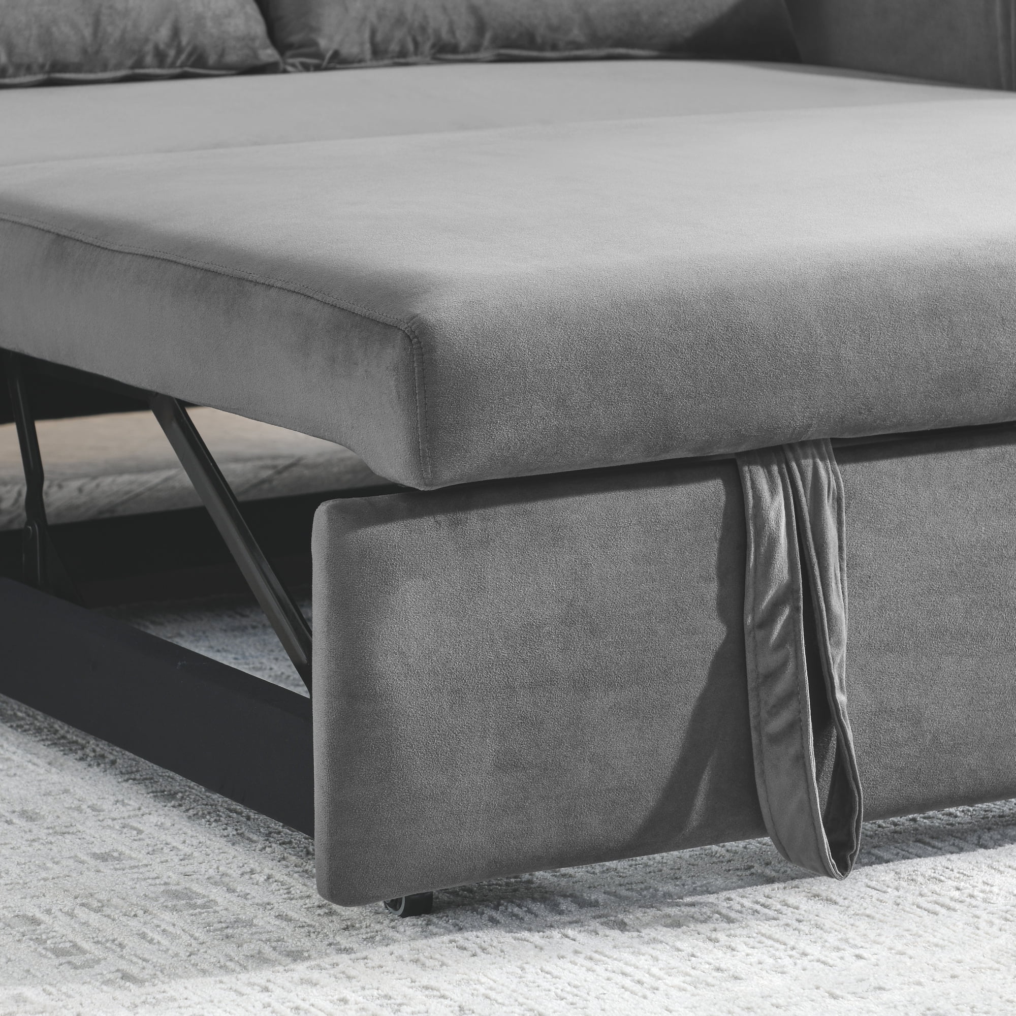 Convertible Sofa Bed,3 in 1 Sleeper Sofa with 2 Pillows and Adjustable Backrest for Living Room Office,Black - Image 22