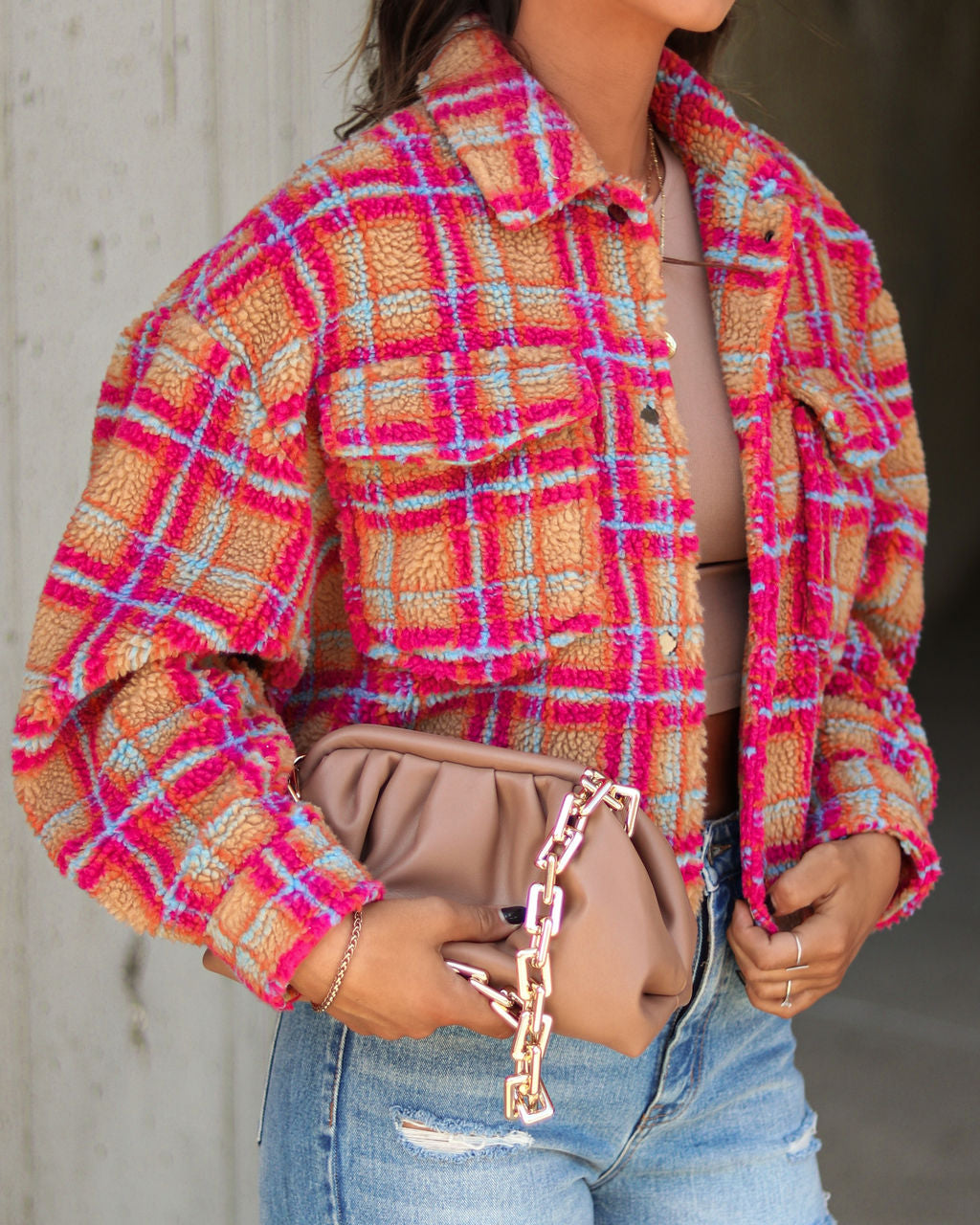 Murphy Plaid Teddy Jacket - Se7enfashion