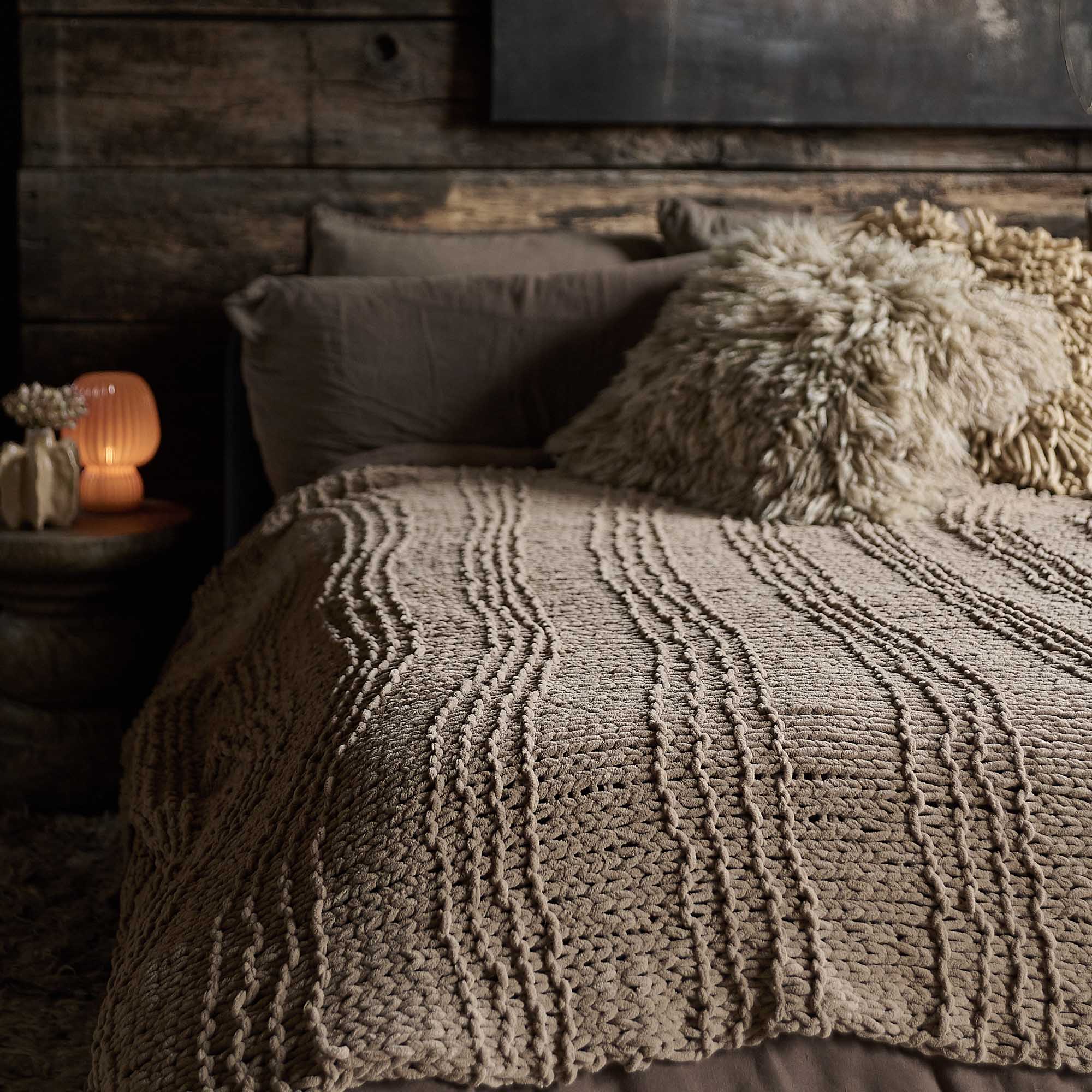 Thornton Knitted Throw, Taupe