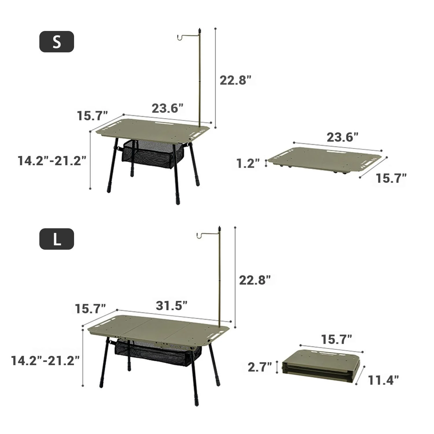 Naturehike, Portable Camping Table, Outdoor Detachable Tactical Camping Table, Lightweight Aluminium Camping Table with Light Pole, Adjustable Height - Image 9