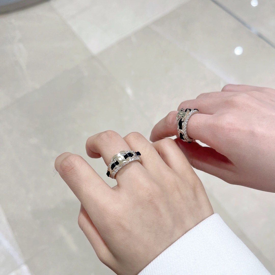 Chanel Black Leather Coco Ring - Original Replica Club