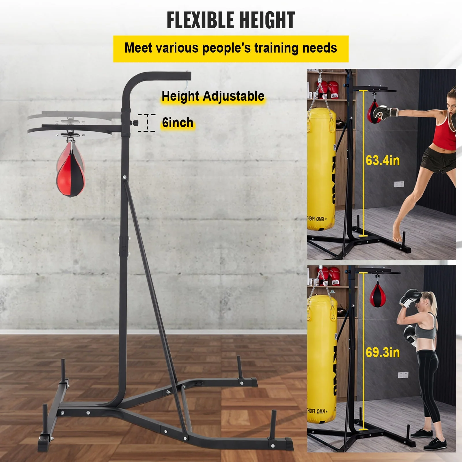 VEVORbrand Free Standing Punching Bag Stand, Unisex Boxing Set, Foldable Single Station Heavy Bag Stand, Punching Ball, Boxing Punching Speed Ball, Boxing Bag with Boxing Rack, for Training - Image 5