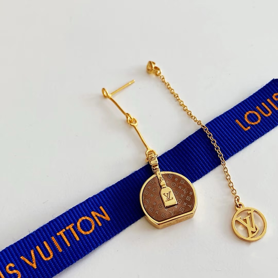 Louis Vuitton Asymmetric Lock and Handbag Tassel Earrings - Original Replica Club