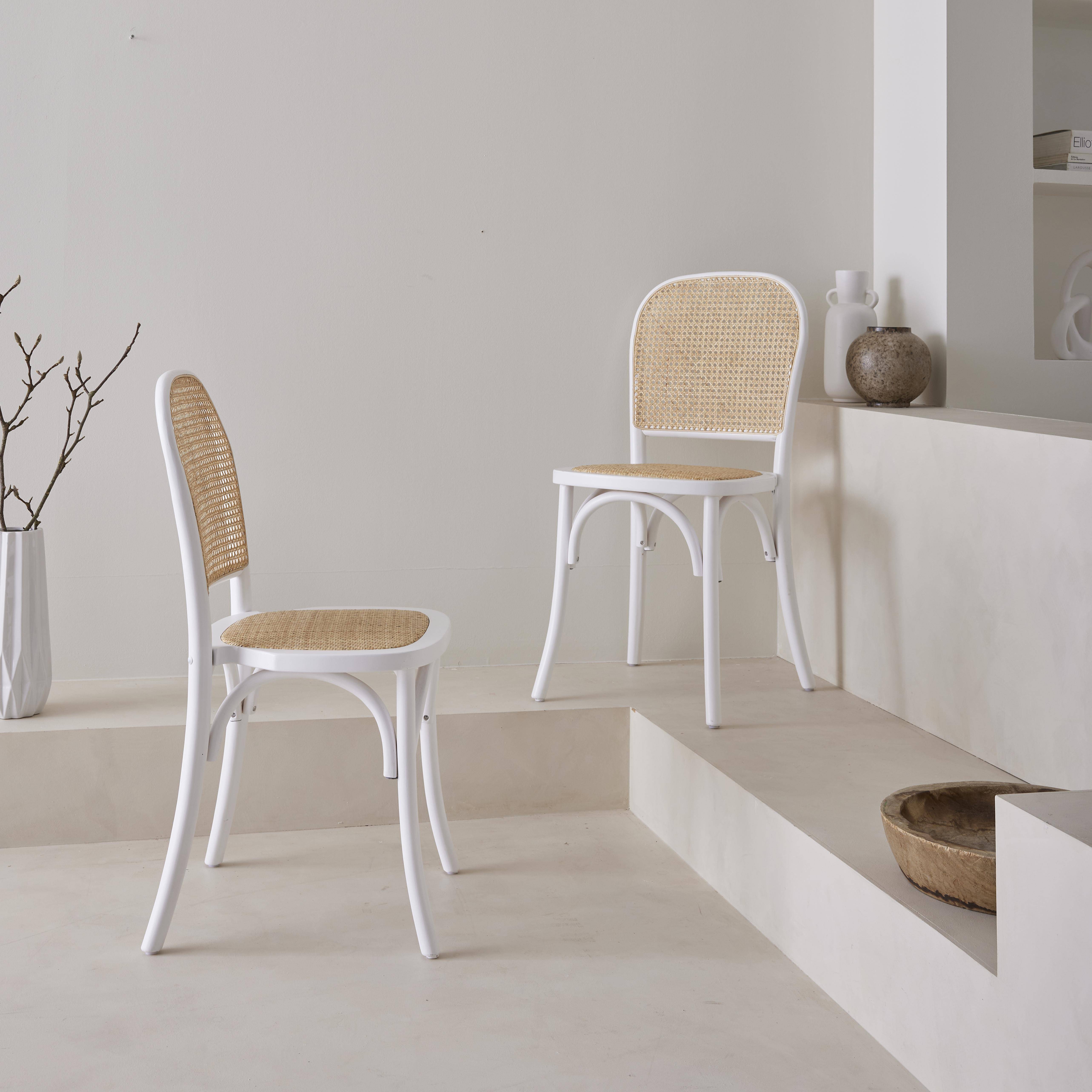 Montparnasse - Silla vintage de madera y ratán, set de 2