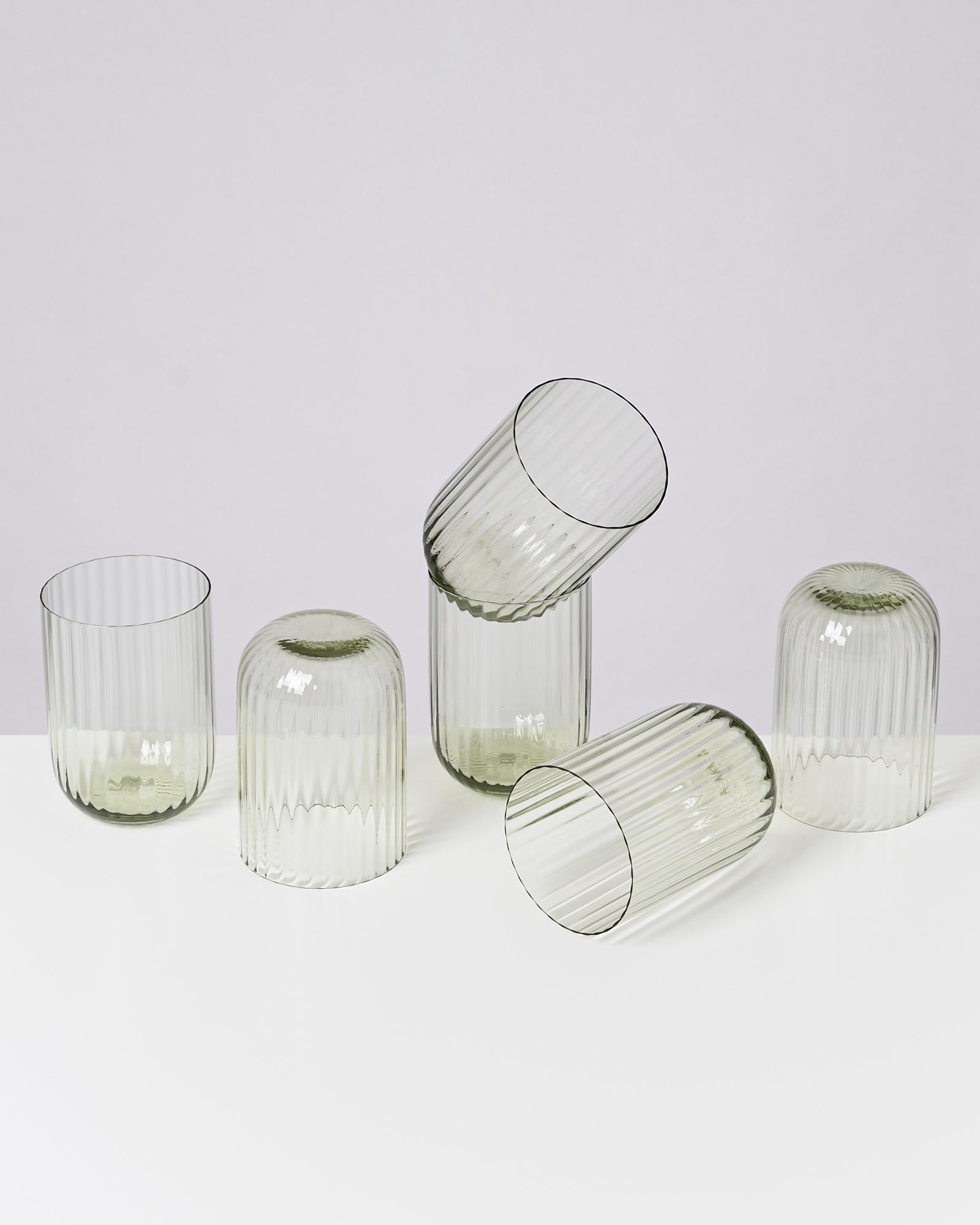 Joia Glas klein riffled smaragd 6er-Set