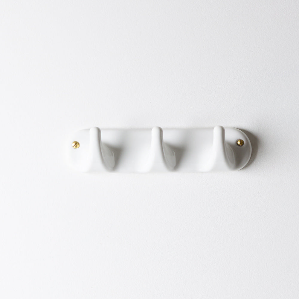 Patere 3 crochets en porcelaine - Blanc