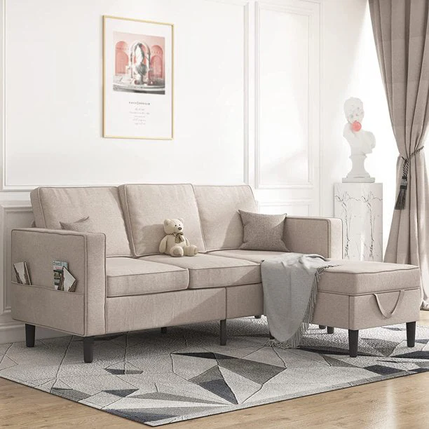 Mjkone Convertible Sectional Sofa Couch, L-Shaped Couch with Storage Ottoman, Couches for Living Room, Living Room Furniture Suitable for Small Space-Apartment/Upstairs Loft/Living Room (Dark Gray) - Image 2