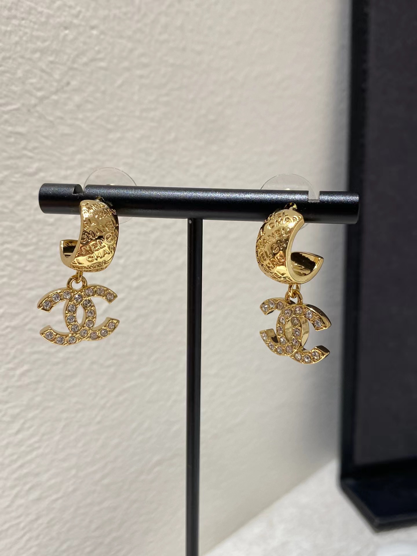 Chanel Gold Color Double C Dangle Earrings - Original Replica Club