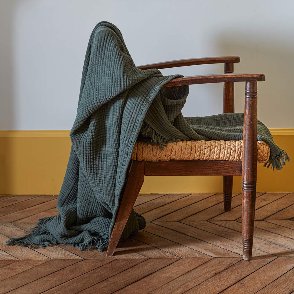 Plaid en gaze de coton - Vert Luxembourg
