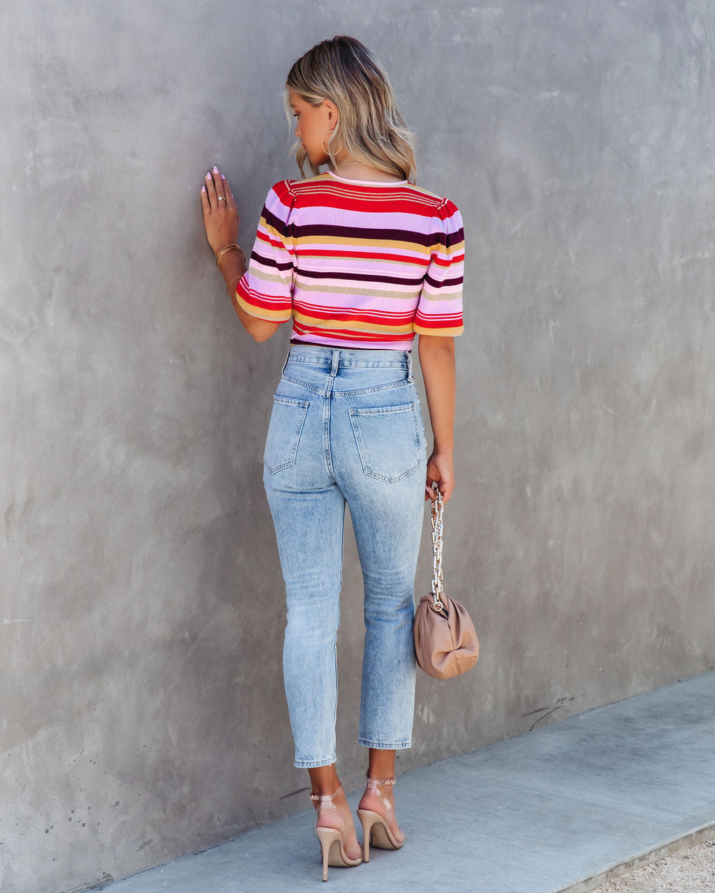 Farrah Striped Puff Sleeve Top - FINAL SALE - Se7enfashion