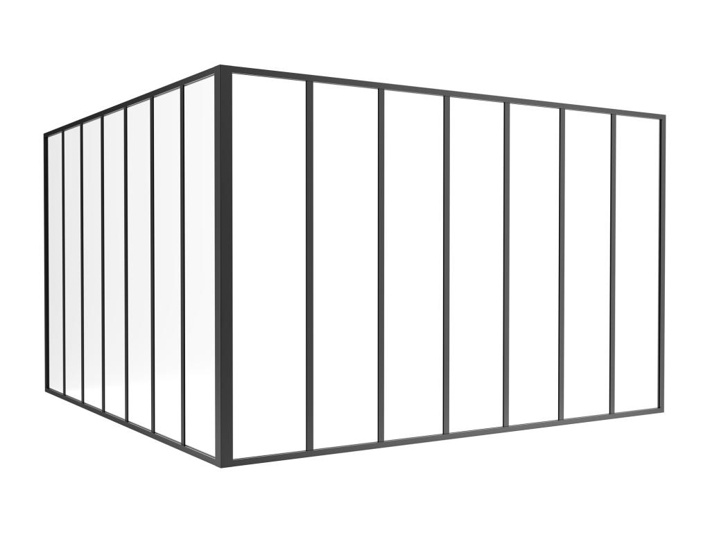 Cristalera de esquina de taller de aluminio termolacado - Ancho 210 x Prof. 210 x Alt. 130 - Negro - BAYVIEW