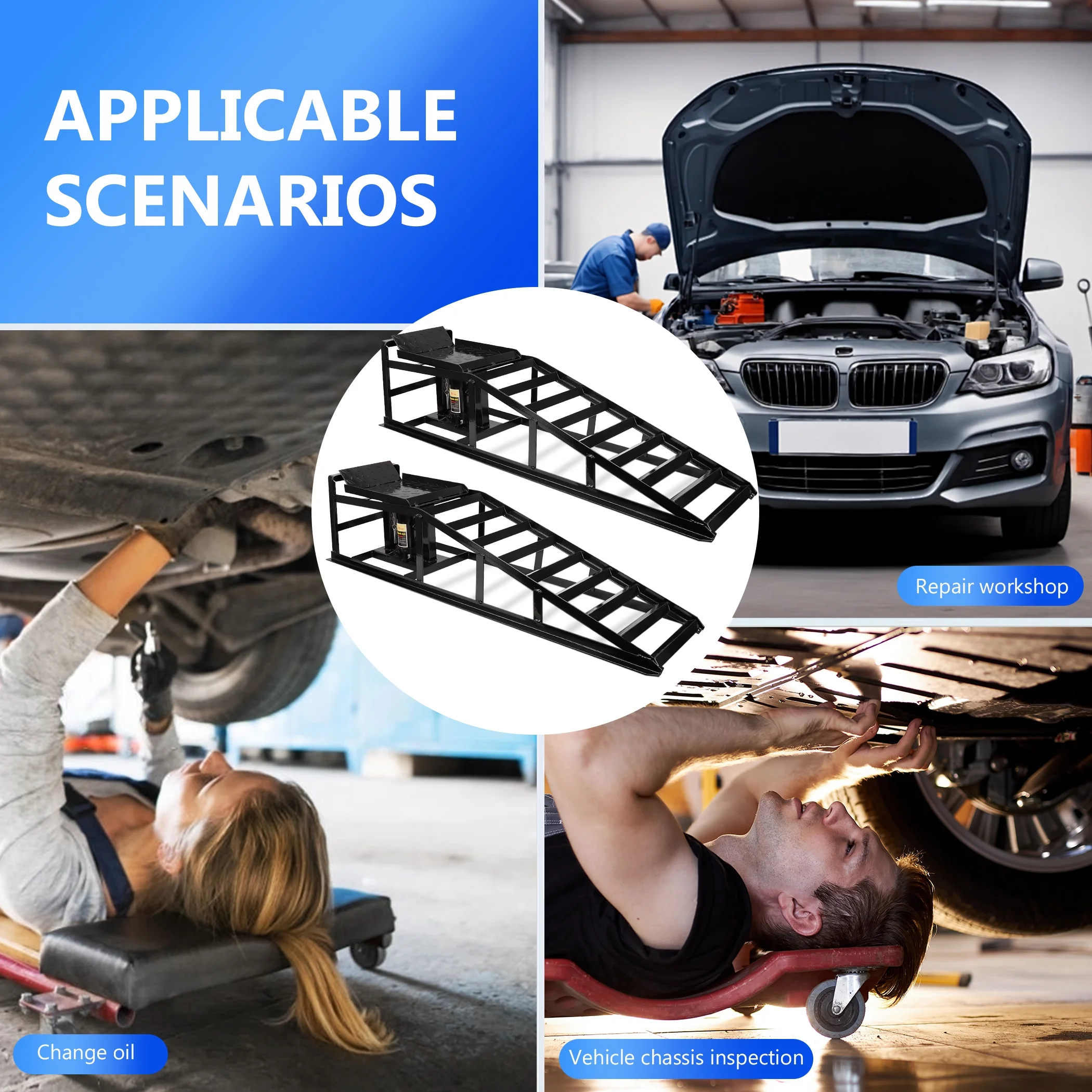 Lafati 2-Pack Hydraulic Car Ramps: Heavy-Duty Vehicle Ramps with 5T / 10000lbs Jack Load Capacity, Portable Design for Effortless Oil Changes and Car Lifts - Image 37