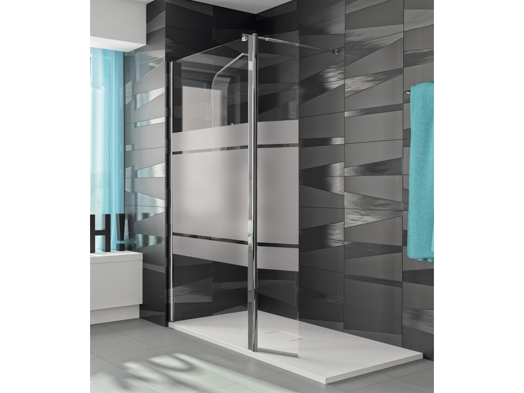 Mampara Ducha Fija + Abatible Acero Inox Mod. S300 - 112cm