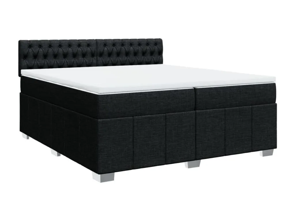 Cama box spring con colchón tela negro 200x200 cm zoi3521967