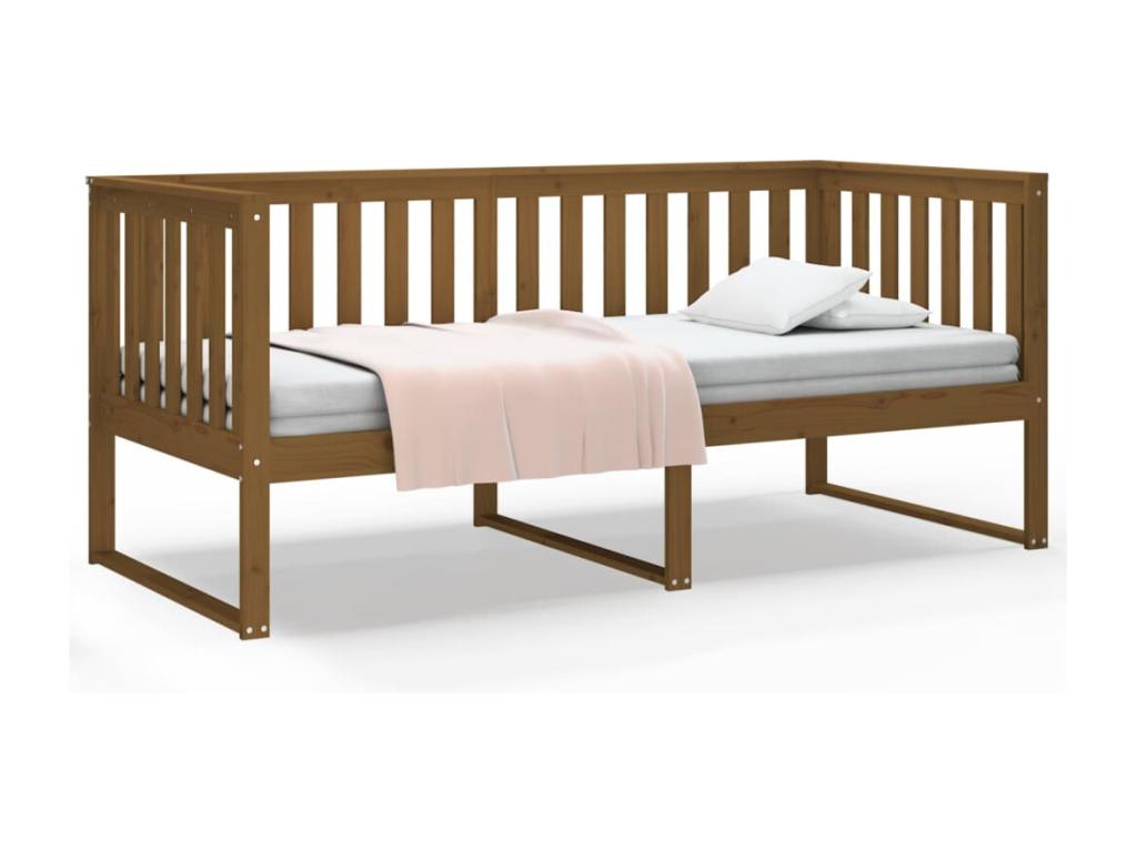 Sofá cama madera maciza de pino marrón miel 100x200 cm