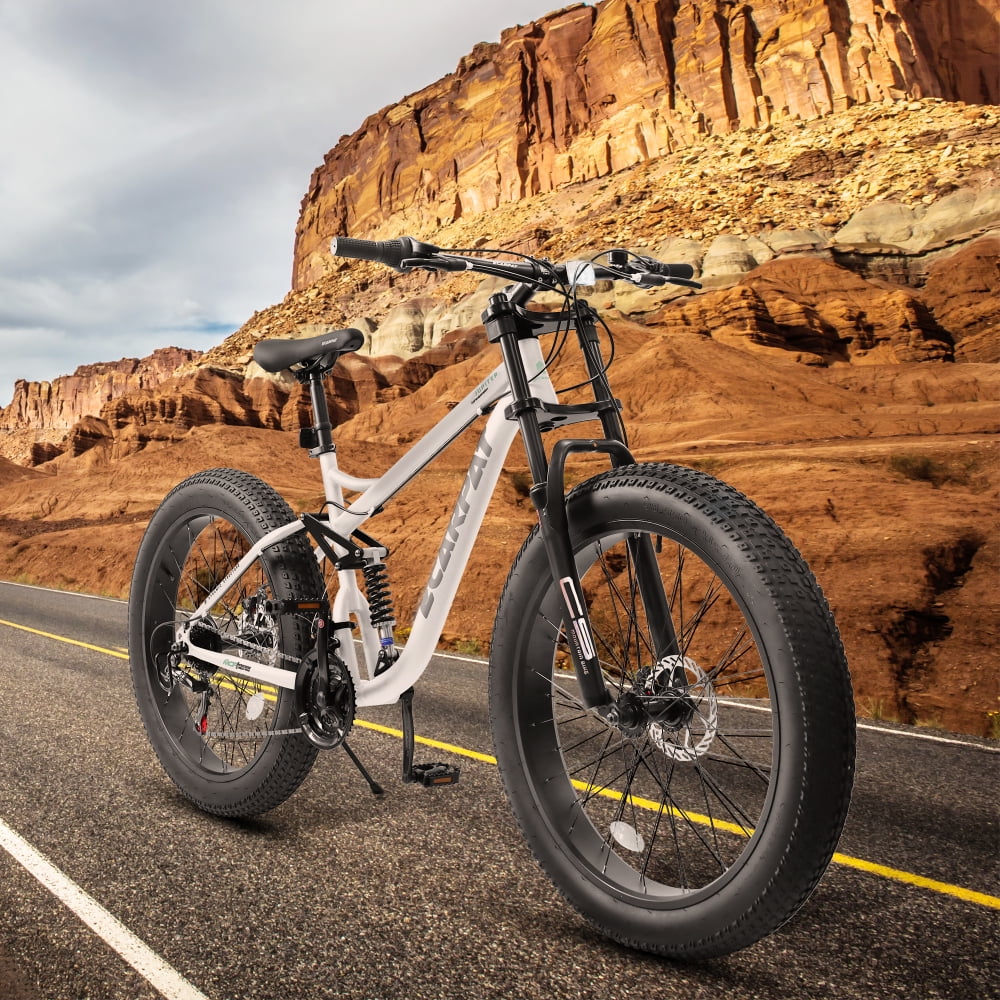 26 inch Mountain Bike for Men, 26*4" Fat Tire Mountain Bicycles,Full-Suspension 21-Speed Drivetrain with Disc Brakes - Image 6
