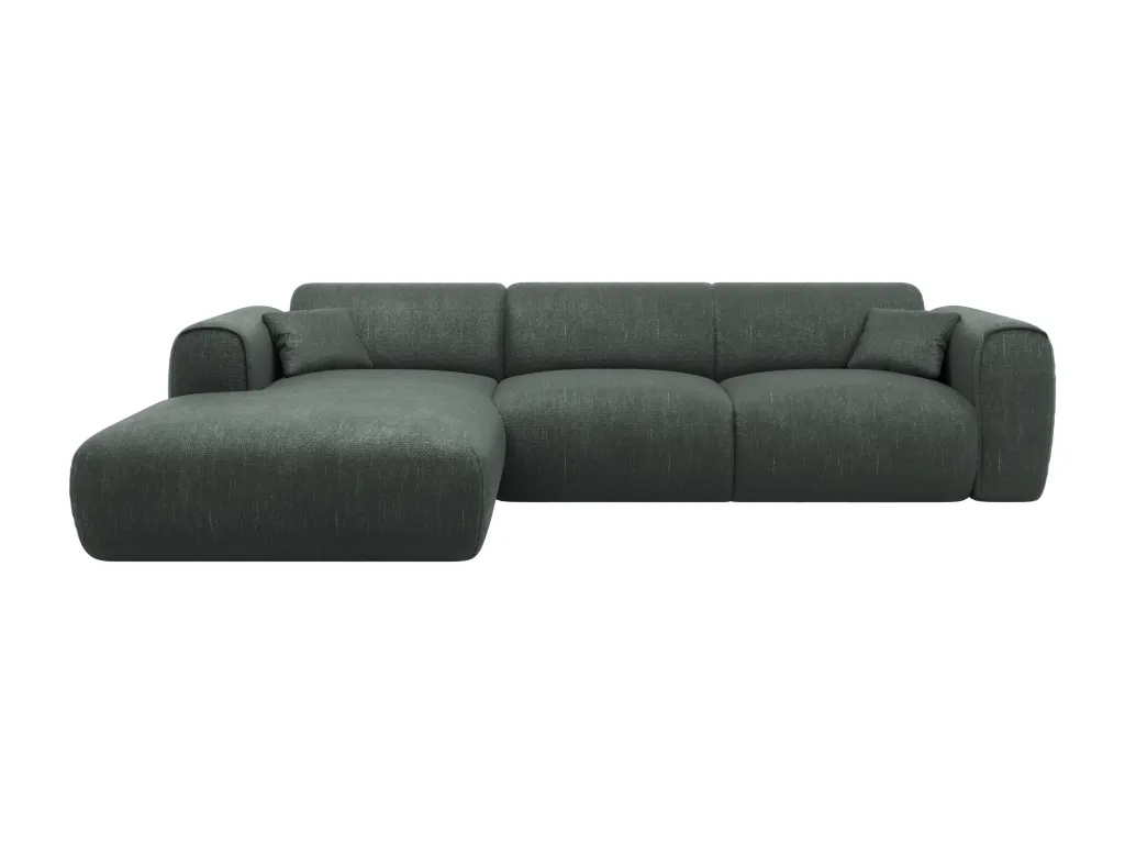Sofá rinconera izquierda de tela texturizada verde gris Vivircalido 16282qwkw