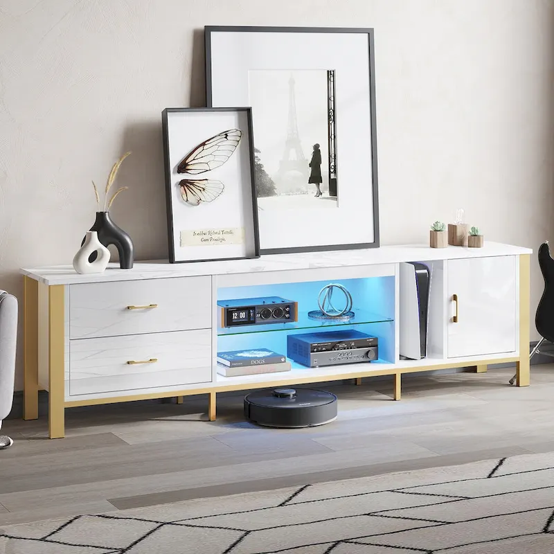 Contemporary 80-Inch TV Stand for 75/80/85 Inch TVs with 2 Drawers