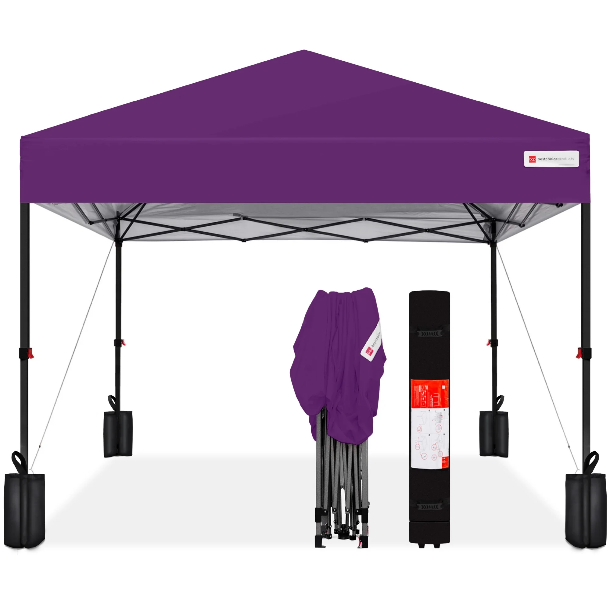 Best Choice Products 12x12ft Easy Setup Pop Up Canopy w/ 1-Button Setup, Wheeled Case, 4 Weight Bags - Navy Blue - Image 54