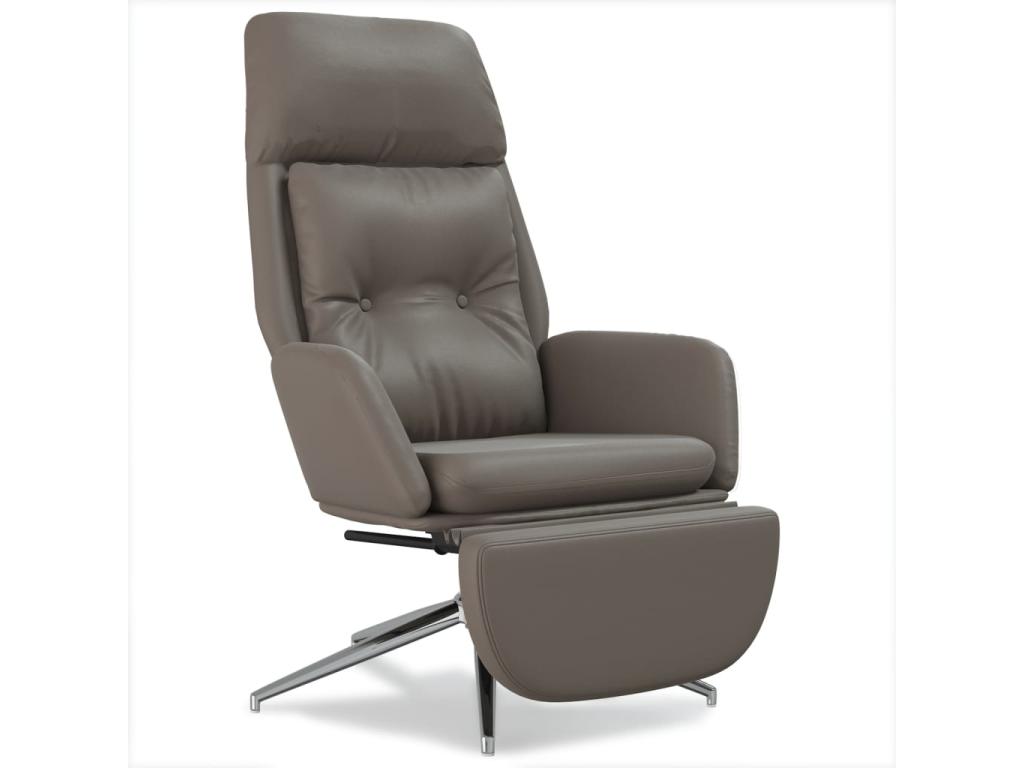 Sillón de Homelyvo y reposapiés cuero auténtico y sintético gris
