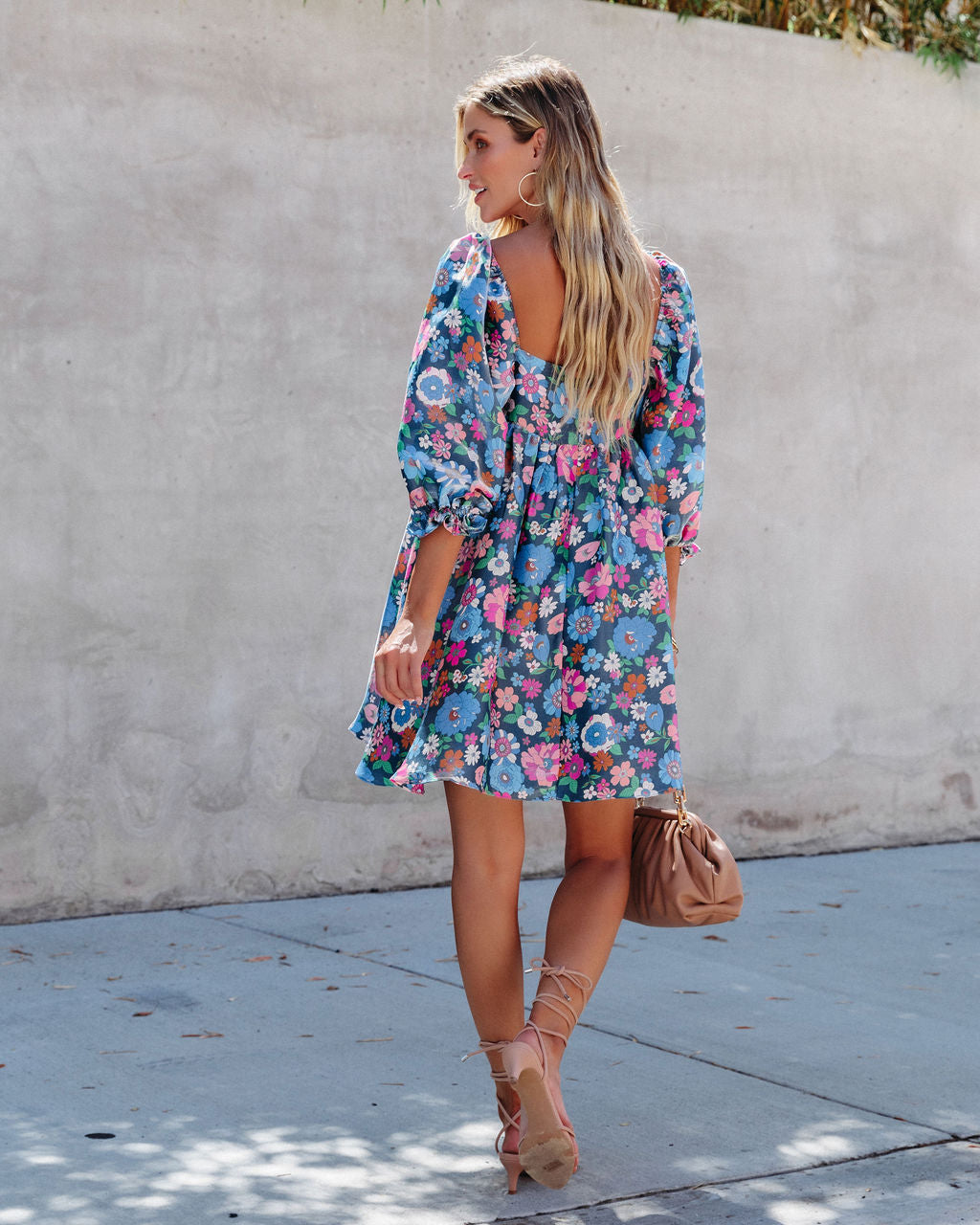 Katy Floral High Sheen Babydoll Dress - Se7enfashion