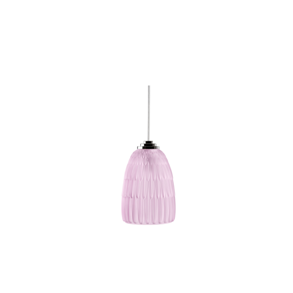 SUSPENSION PLUMES, MOYEN MODÈLE - CRISTAL LUSTRÉ ROSE, FINITION CHROME