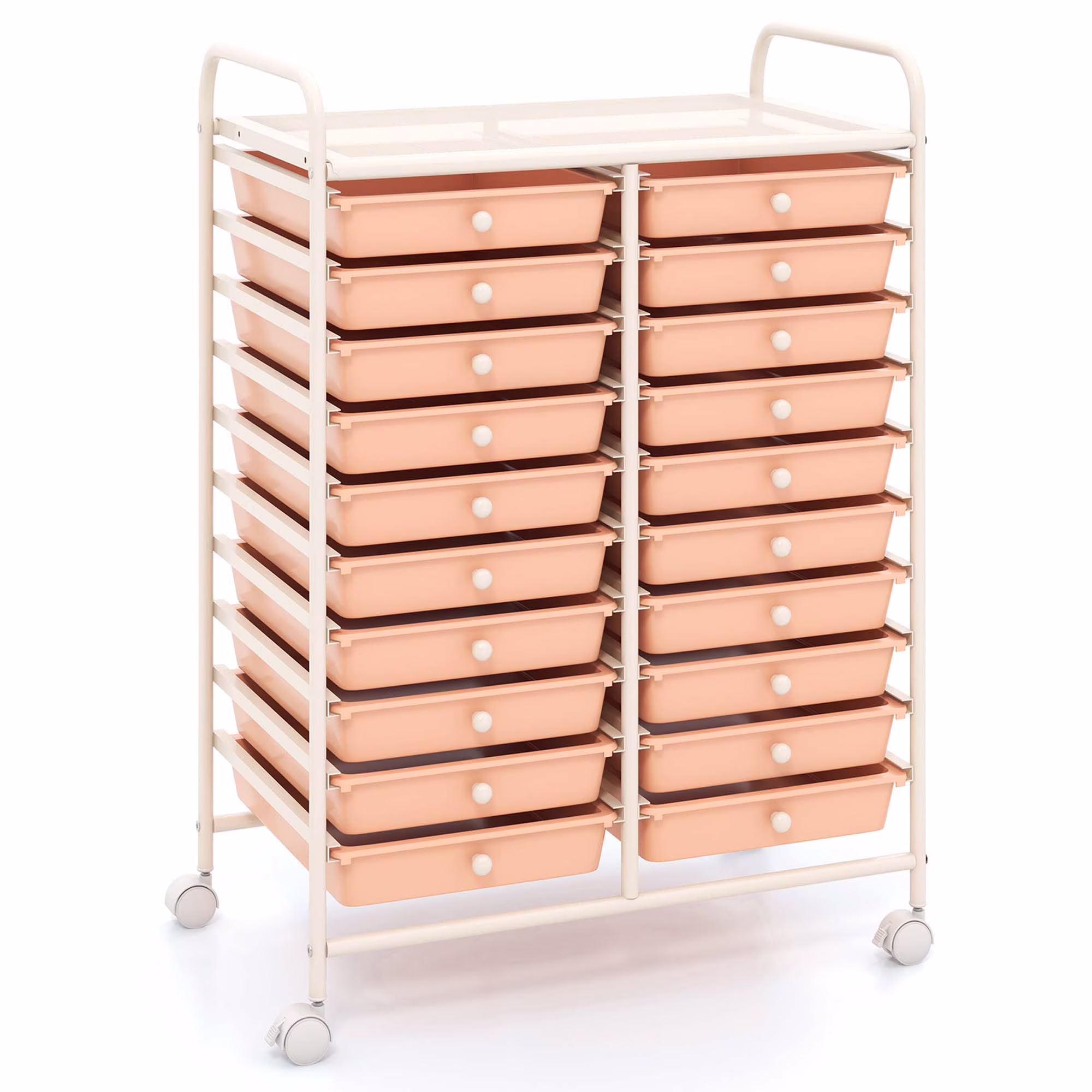 Costway 20 Drawer Rolling Storage Cart Tools Scrapbook Paper Office School Organizer Yellow - Image 21