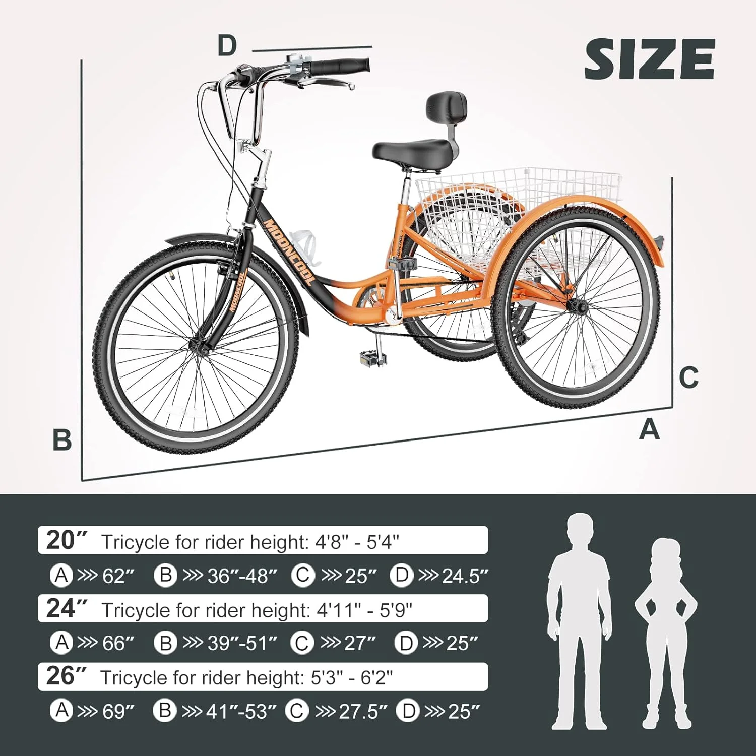 FICISOG 7 Speed Adult Tricycle for Women, 20/24/26 Inch Adult Trike with Basket, 3 Wheel Bikes for Adults Seniors, Cruise Trike for Shopping Picnic - Image 55