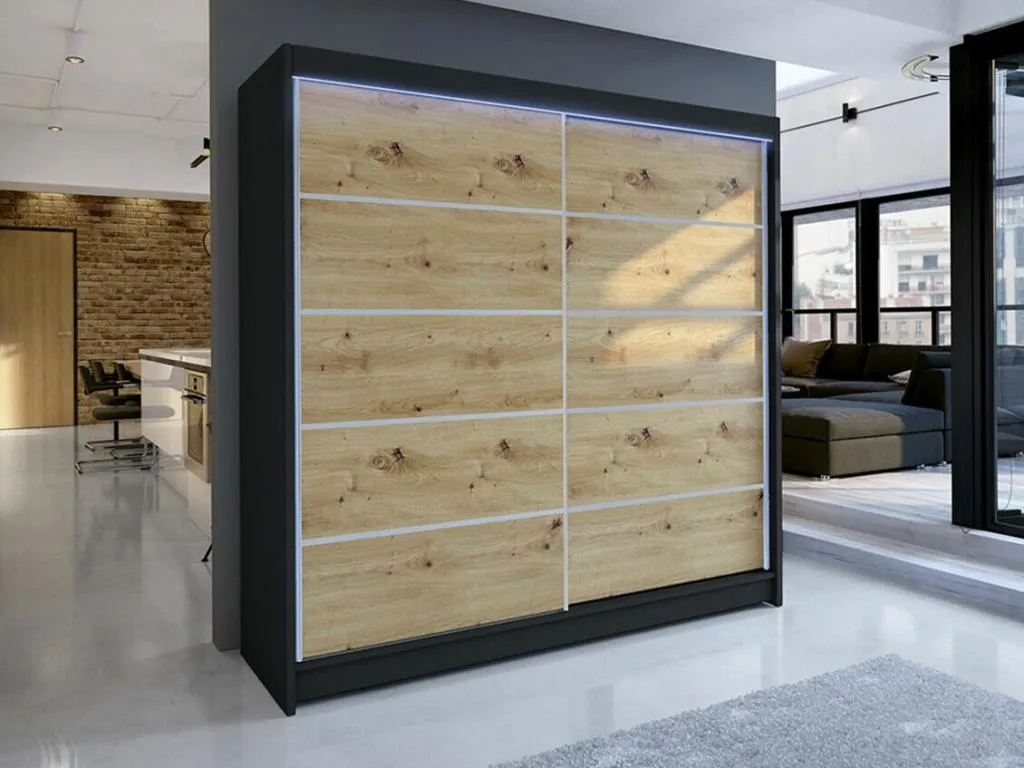 Armario Boverdeco 153 Boverdeco Artisan | Negro 215x180x58cm Puertas de armario - Correderas