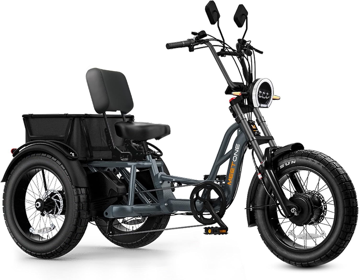 WAYFAIR Tour 2400W Dual Motor Electric Tricycle For Adults, 48V 30AH Dual Battery Fat Tire Electric Trike, 25MPH 130Miles Full Suspension AWD Etrike, Torque Sensor, Reverse Gear, Speed Differential, UL