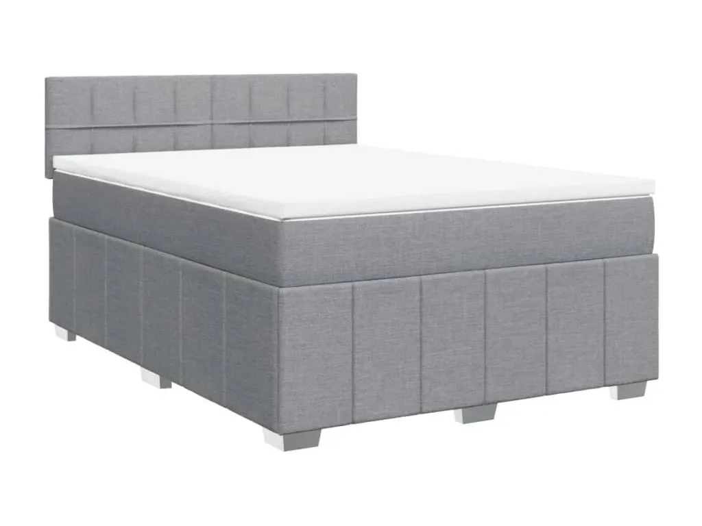 Cama box spring con colchón tela gris claro 160x200 cm oqf3522714