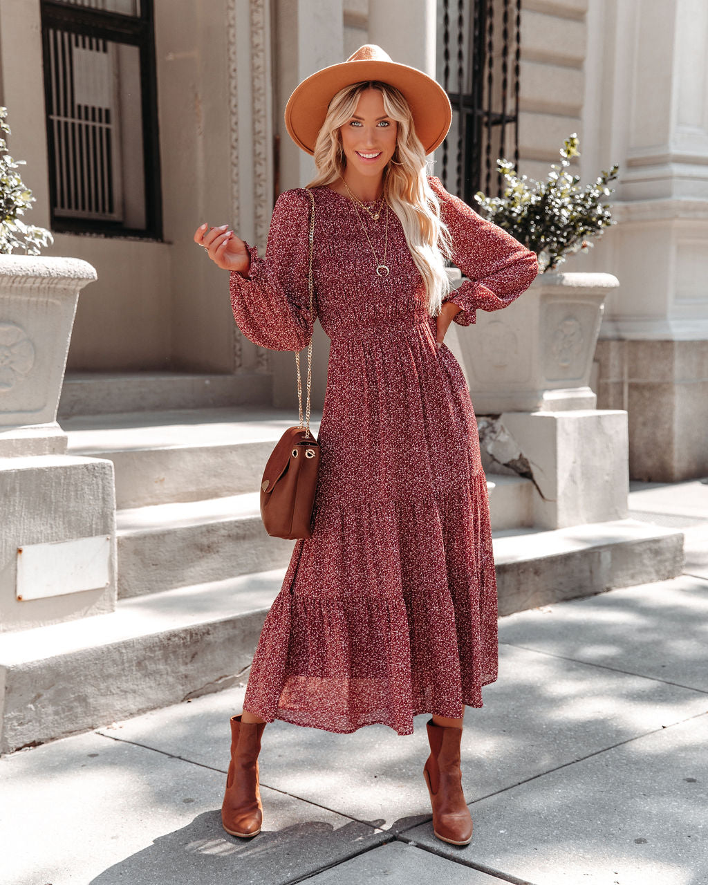 Sylvie Floral Shirred Midi Dress - Se7enfashion