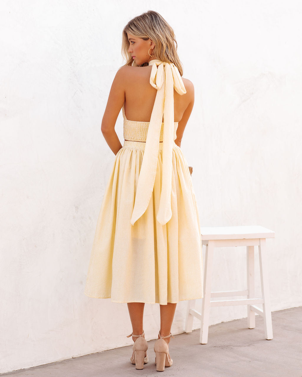 Lisa Cotton Blend Halter Crop Top - Yellow - SALE - Se7enfashion