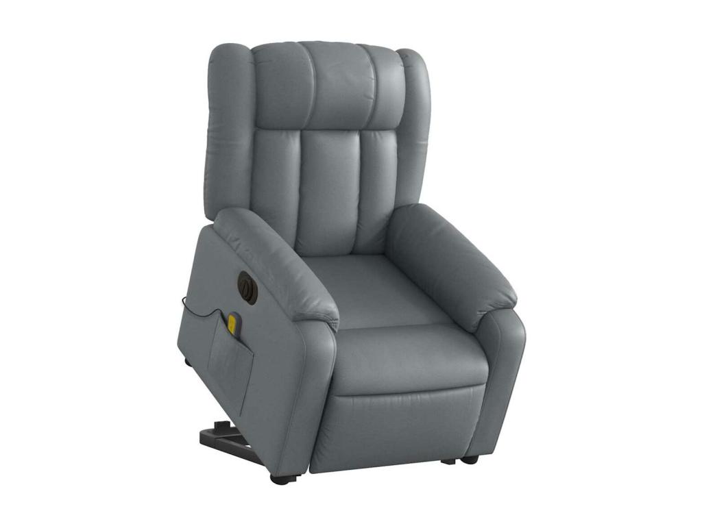 Sillón de masaje elevable eléctrico cuero sintético gris