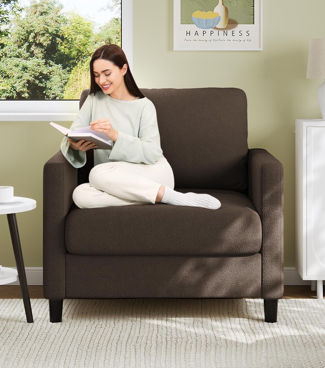 WAYFAIR Loveseat Sofa, 51 Small Sofa Couch For Bedroom, Comfy Teddy Love Seat, Tool-Free Setup Sofas For Living Room, All-Wood Small Couches For Small Spaces, Small Couch No Pillow Include
