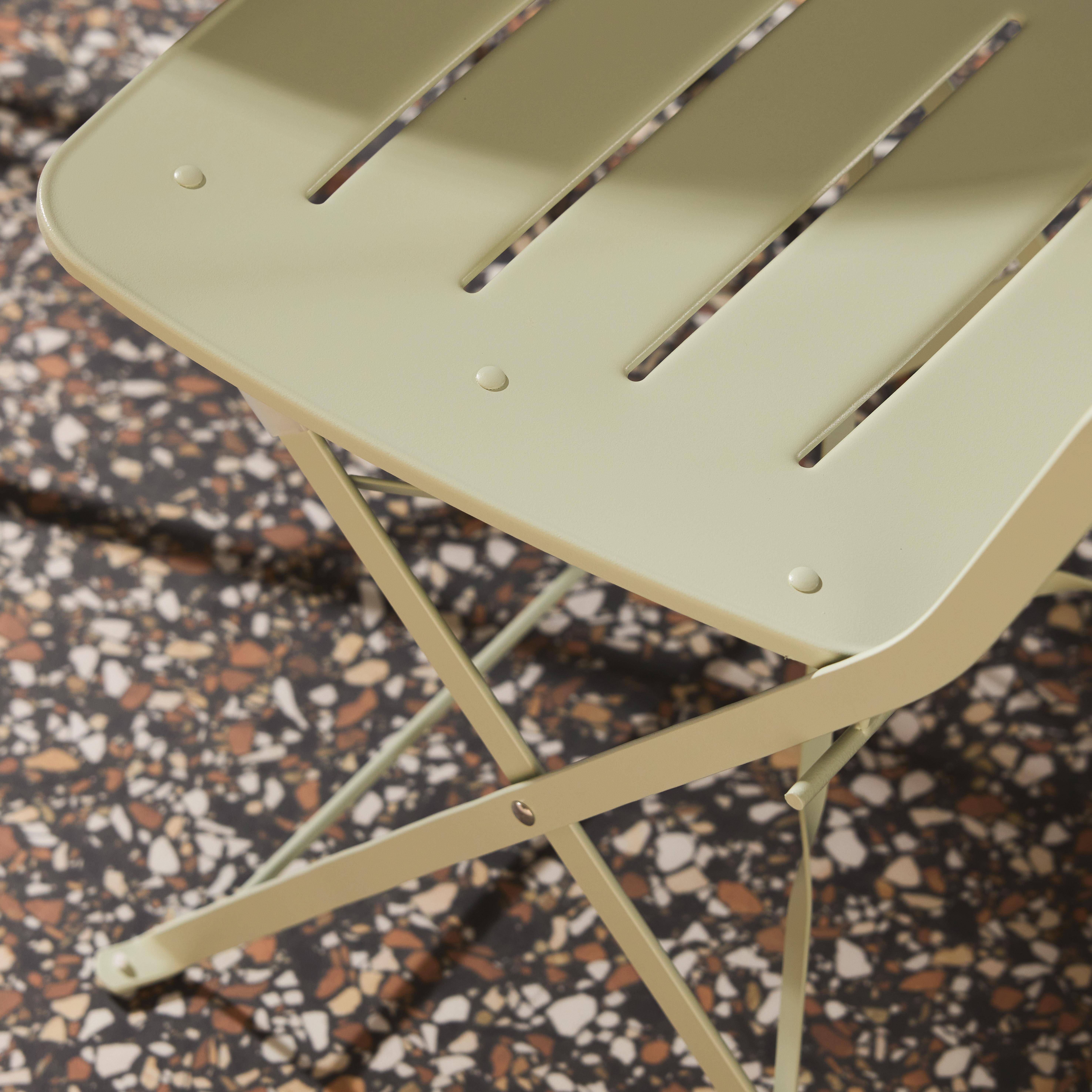 Balconea - Set de jardín bistró plegable de mesa redonda de acero con 2 sillas