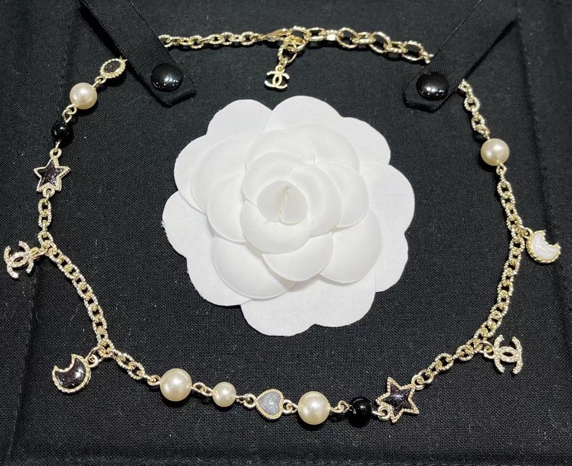 Chanel Moon Star Pearl Charms Necklace - Original Replica Club