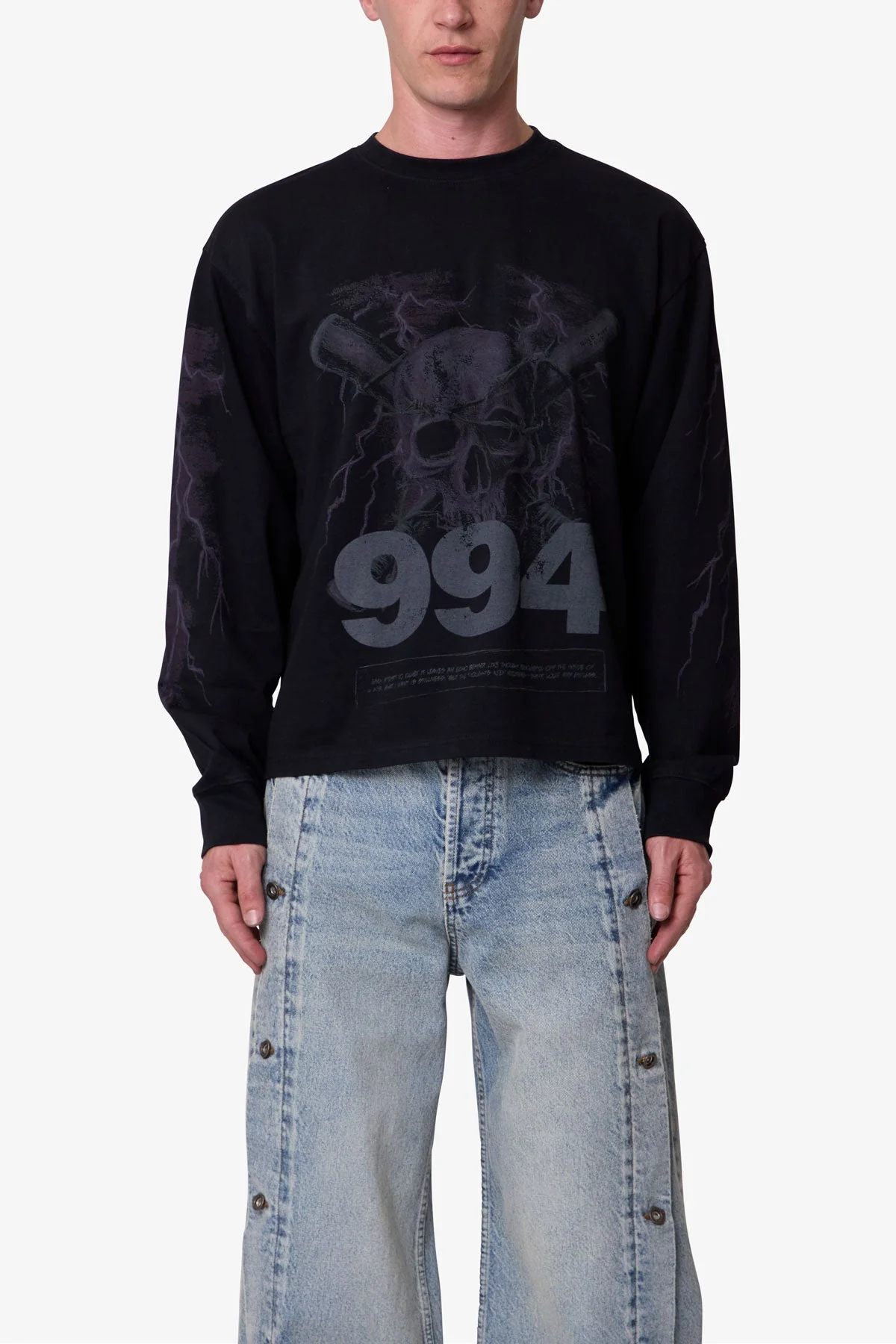 Crossbone L/S Tee - Washed Black