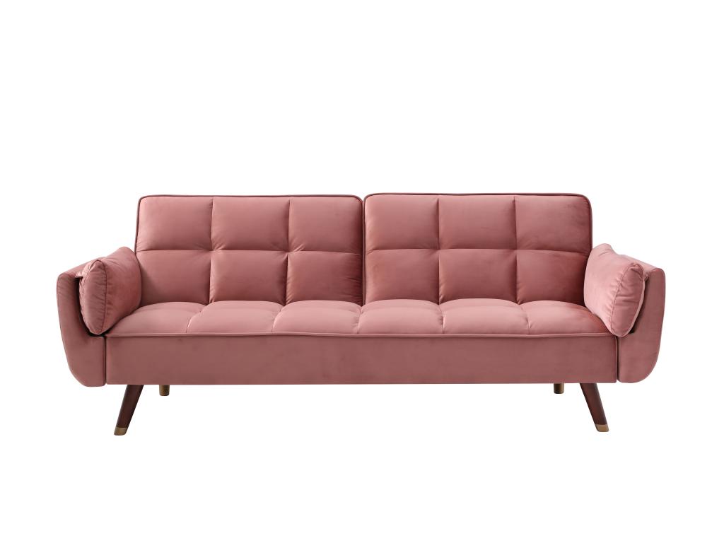 Sofá cama de 3 plazas de terciopelo rosa