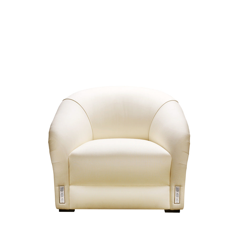 FAUTEUIL CLUB CLASSIQUE RAISINS - CRISTAL INCOLORE ET SOIE IVOIRE