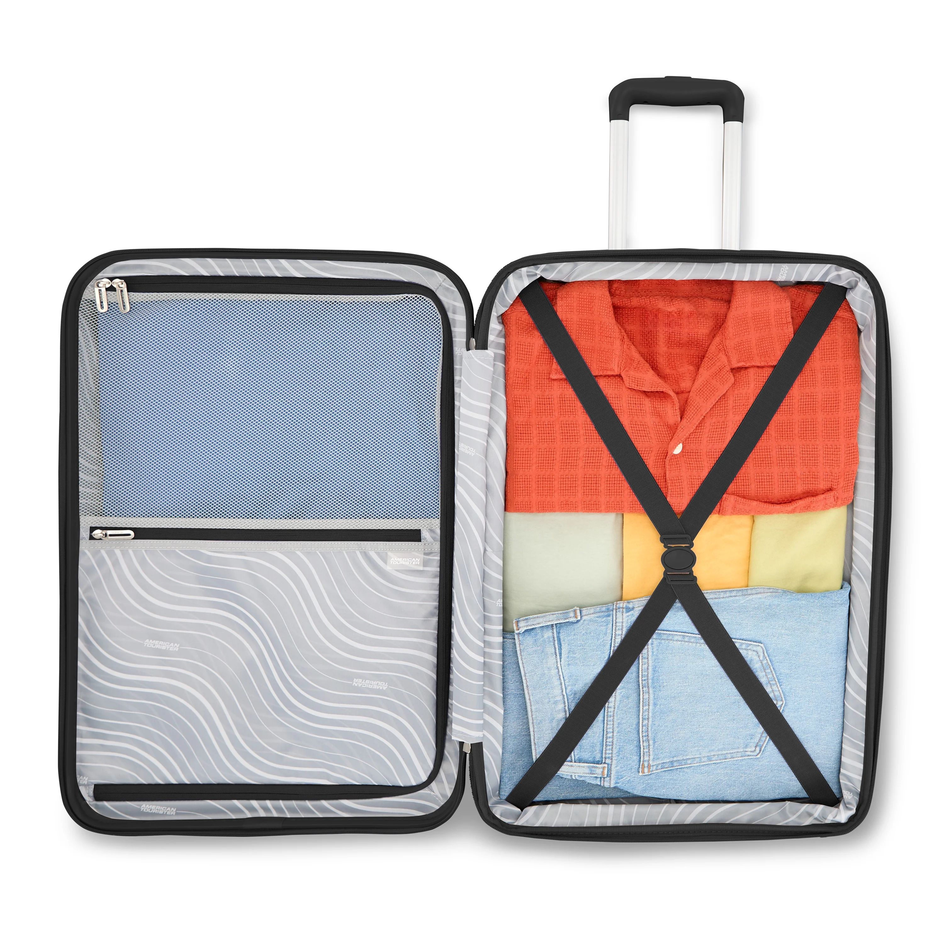 American Tourister Color Waves Large Checked Suitcase with Spinner Wheels - Black - Image 6