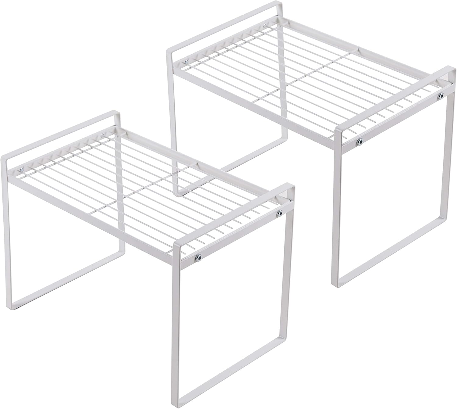Shantton 2Pack Kitchen Cabinet Shelf Counter Organizer Rack Pantry Storage Bathroom Bedroom Office Table Desk Space Saving Stackable Rust Resistant Non Slip Black Tall Wide L16.1in W10.6in H9.5in